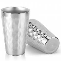 KIMQI Stainless Steel Drinking Cups, 2 Pack 15oz Metal Tumbler Cups for Beer Coffee Juice Milk,  Pint Cups for Restaurant Camping Party Bar