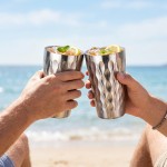 KIMQI Stainless Steel Drinking Cups, 2 Pack 15oz Metal Tumbler Cups for Beer Coffee Juice Milk,  Pint Cups for Restaurant Camping Party Bar