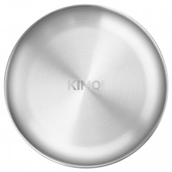 KIMQI Stainless Steel Plate, 1 Pack 8 inch Round Metal Dinner Plate, Reusable Serving Dish for Home, Kitchen, Camping, Decoration