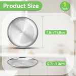KIMQI Stainless Steel Plate, 1 Pack 8 inch Round Metal Dinner Plate, Reusable Serving Dish for Home, Kitchen, Camping, Decoration