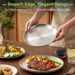 KIMQI Stainless Steel Plate, 1 Pack 8 inch Round Metal Dinner Plate, Reusable Serving Dish for Home, Kitchen, Camping, Decoration