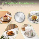 KIMQI Stainless Steel Plate, 1 Pack 8 inch Round Metal Dinner Plate, Reusable Serving Dish for Home, Kitchen, Camping, Decoration