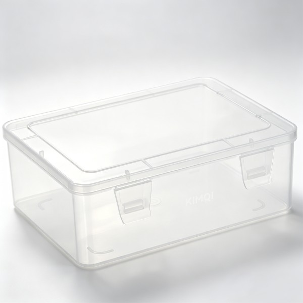 KIMQI Plastic Storage Box, 1 Pack 6.2x4.4x2.2 inch Small Organizer Container with Snap Lid, Crayon Box Holder for Crafts, Accessories, Keys and Small Items