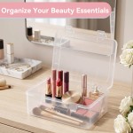 KIMQI Plastic Storage Box, 1 Pack 6.2x4.4x2.2 inch Small Organizer Container with Snap Lid, Crayon Box Holder for Crafts, Accessories, Keys and Small Items